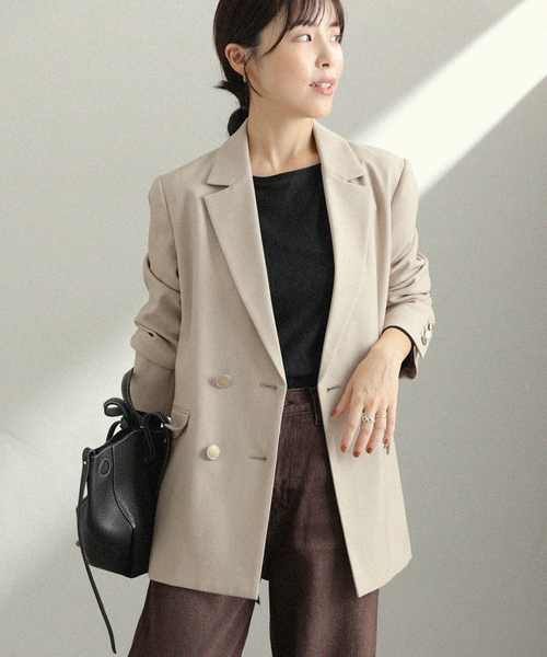 La TOTALITE（ラトータリテ）の「T/Wダブルブレストジャケット（その他アウター・レディース・ネイビー/ベージュ/ブラウン・36/40/38）」の10枚目の写真