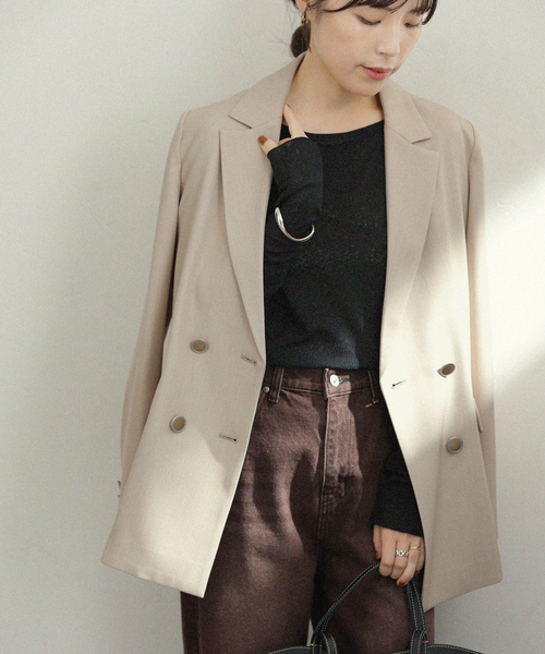 La TOTALITE（ラトータリテ）の「T/Wダブルブレストジャケット（その他アウター・レディース・ネイビー/ベージュ/ブラウン・36/40/38）」の11枚目の写真