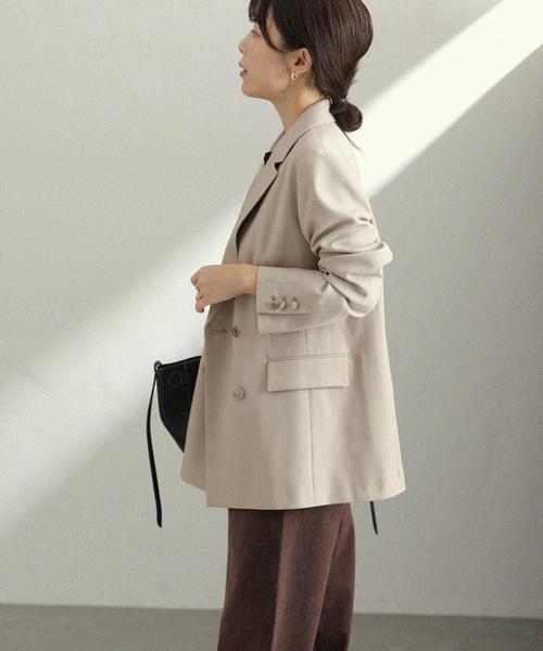 La TOTALITE（ラトータリテ）の「T/Wダブルブレストジャケット（その他アウター・レディース・ネイビー/ベージュ/ブラウン・36/40/38）」の13枚目の写真