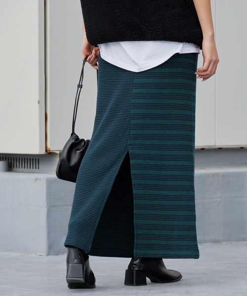 MILLER(ミラー)の「R.P.miller/ミラー Waffle Skirt サイドスリット ワッフル生地 タイトスカート(スカート・レディース・ブラウン/グリーン/ブルー・FREE)」の2枚目の写真