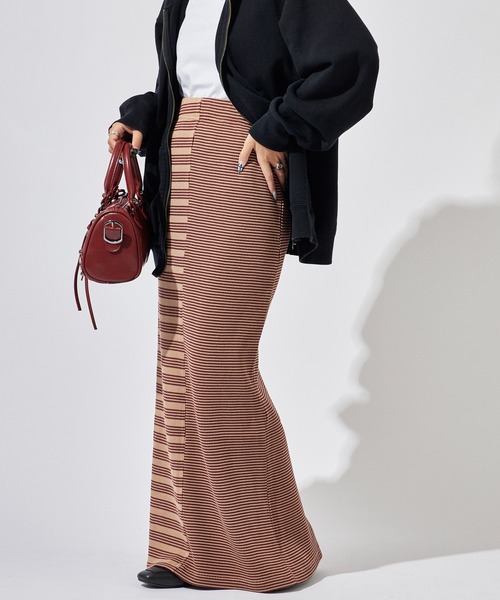 MILLER(ミラー)の「R.P.miller/ミラー Waffle Skirt サイドスリット ワッフル生地 タイトスカート(スカート・レディース・ブラウン/グリーン/ブルー・FREE)」の4枚目の写真