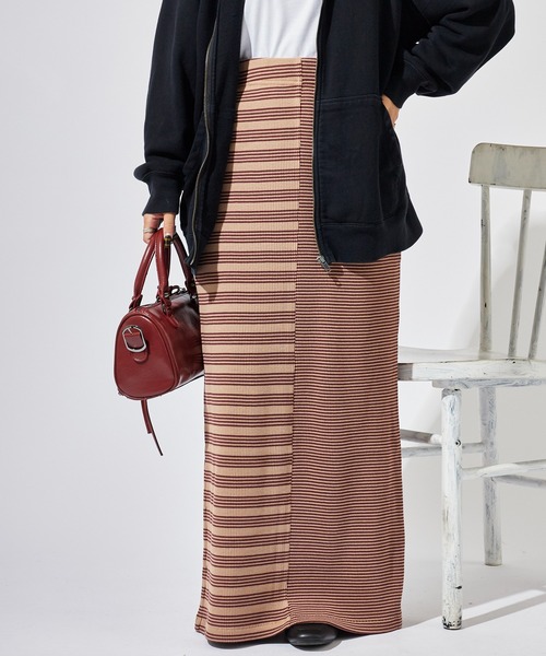 MILLER(ミラー)の「R.P.miller/ミラー Waffle Skirt サイドスリット ワッフル生地 タイトスカート(スカート・レディース・ブラウン/グリーン/ブルー・FREE)」の6枚目の写真