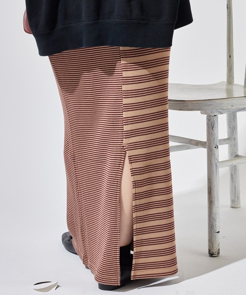 MILLER(ミラー)の「R.P.miller/ミラー Waffle Skirt サイドスリット ワッフル生地 タイトスカート(スカート・レディース・ブラウン/グリーン/ブルー・FREE)」の8枚目の写真