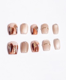 KONVINI（コンビニ）の「【not a nail】水光マグネット秋冬デザインハンドメイドデザインネイルチップショート（ネイルシール/ネイルチップ）」