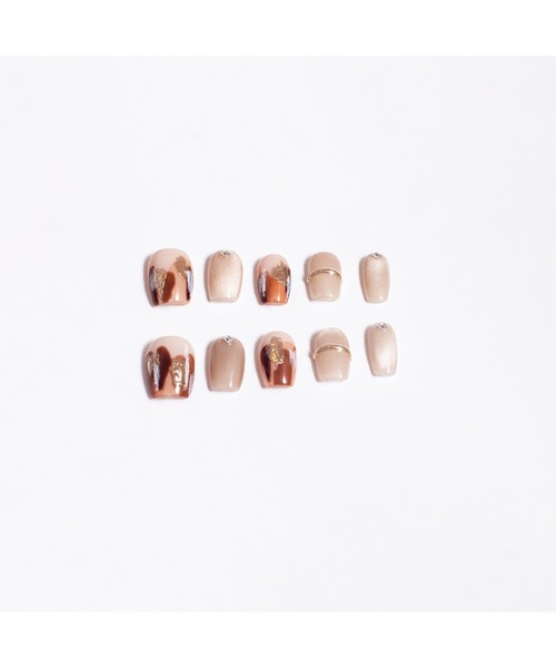 KONVINI（コンビニ）の「【not a nail】水光マグネット秋冬デザインハンドメイドデザインネイルチップショート（ネイルシール/ネイルチップ・レディース・アイボリー/ブラック系その他/レッド系その他2/レッド系その他・SMALL/MEDIUM）」の7枚目の写真