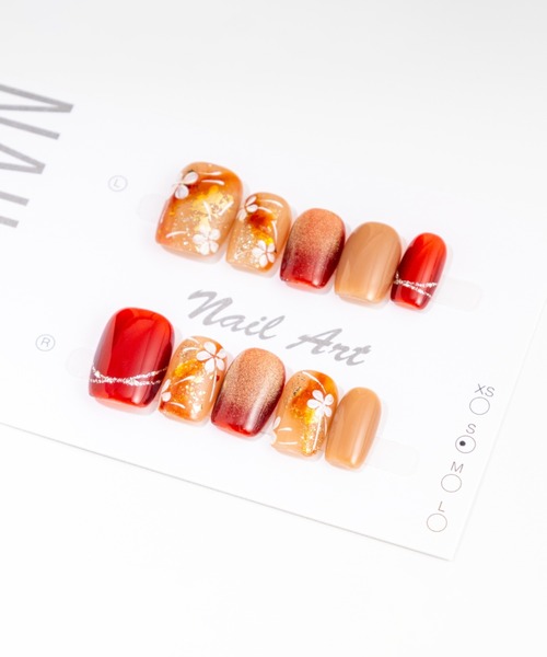 KONVINI（コンビニ）の「【not a nail】水光マグネット秋冬デザインハンドメイドデザインネイルチップショート（ネイルシール/ネイルチップ・レディース・アイボリー/ブラック系その他/レッド系その他2/レッド系その他・SMALL/MEDIUM）」の16枚目の写真