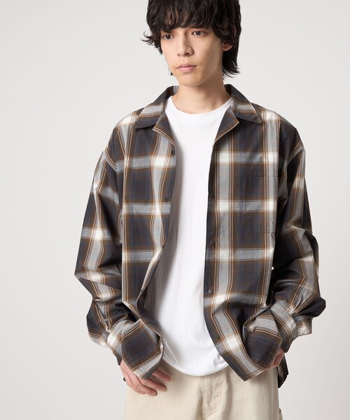 CITEN（シテン）の「＜CITEN＞オンブレーチェックシャツジャケット（シャツ/ブラウス・メンズ・ネイビー/ブラウン系・L/M）」の2枚目の写真
