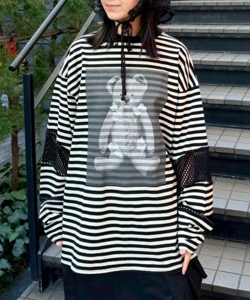 BROKEN BEAR PATCHED BORDER トップス（Tシャツ/カットソー）｜Candy