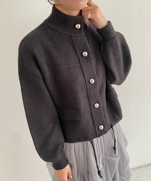 ECLAM（クラム）の「ボタンデザイン配色ニットカーデ（カーディガン/ボレロ・レディース・ブラック系その他/グレー系その他・M）」の22枚目の写真