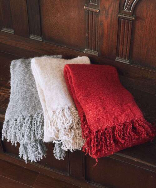 earth music&ecology（アースミュージックアンドエコロジー）の「ループヤーンフリンジマフラー（マフラー・レディース・ピンクベージュ/レッド/グレー・F）」の14枚目の写真