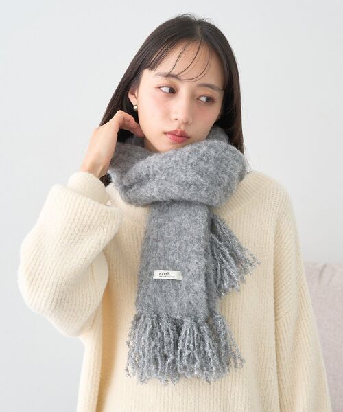 earth music&ecology（アースミュージックアンドエコロジー）の「ループヤーンフリンジマフラー（マフラー・レディース・ピンクベージュ/レッド/グレー・F）」の15枚目の写真