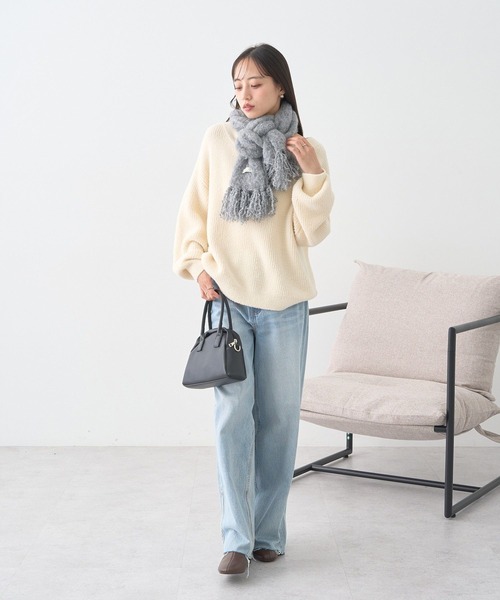 earth music&ecology（アースミュージックアンドエコロジー）の「ループヤーンフリンジマフラー（マフラー・レディース・ピンクベージュ/レッド/グレー・F）」の21枚目の写真