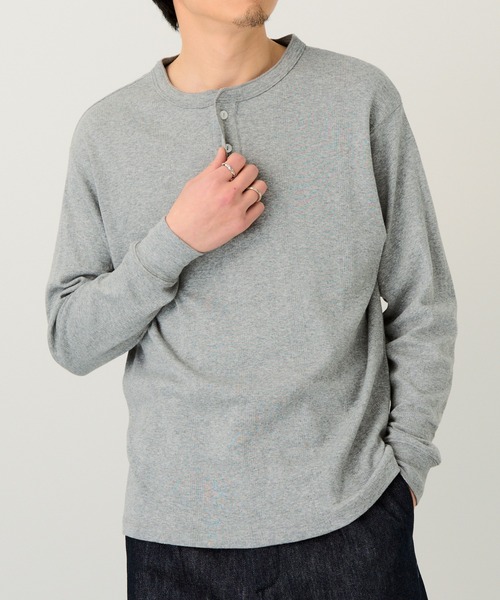 MILLER(ミラー)の「【Robert P. Miller】パネルリブ ヘンリーネックT CASUAL FIT 143C(Tシャツ/カットソー・メンズ・ブラック/ホワイト/ブラック系その他2/グレー・LL/M/L)」の4枚目の写真