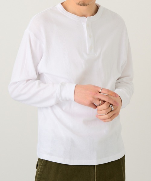 MILLER(ミラー)の「【Robert P. Miller】パネルリブ ヘンリーネックT CASUAL FIT 143C(Tシャツ/カットソー・メンズ・ブラック/ホワイト/ブラック系その他2/グレー・LL/M/L)」の1枚目の写真