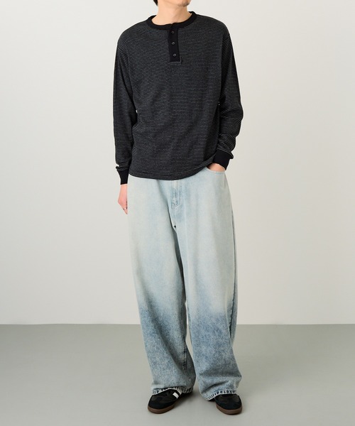 MILLER(ミラー)の「【Robert P. Miller】パネルリブ ヘンリーネックT CASUAL FIT 143C(Tシャツ/カットソー・メンズ・ブラック/ホワイト/ブラック系その他2/グレー・LL/M/L)」の18枚目の写真