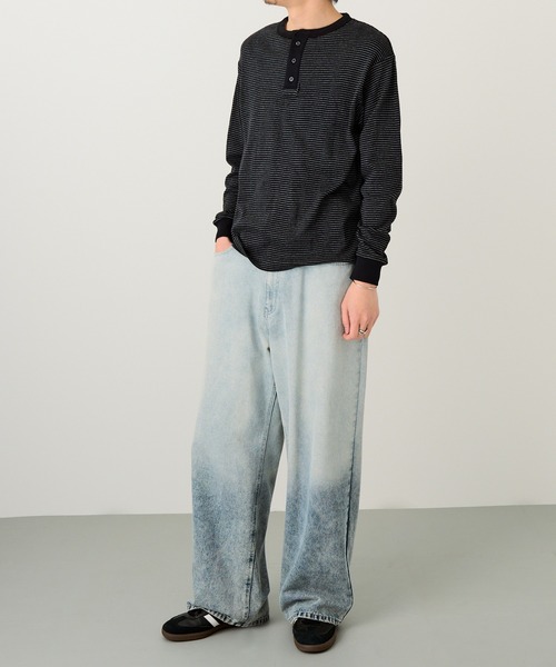 MILLER(ミラー)の「【Robert P. Miller】パネルリブ ヘンリーネックT CASUAL FIT 143C(Tシャツ/カットソー・メンズ・ブラック/ホワイト/ブラック系その他2/グレー・LL/M/L)」の19枚目の写真