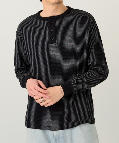 MILLER(ミラー)の「【Robert P. Miller】パネルリブ ヘンリーネックT CASUAL FIT 143C(Tシャツ/カットソー・メンズ・ブラック/ホワイト/ブラック系その他2/グレー・LL/M/L)」の16枚目の写真