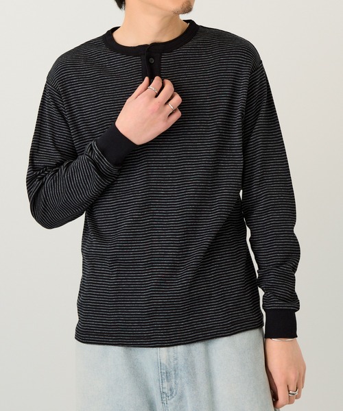 MILLER(ミラー)の「【Robert P. Miller】パネルリブ ヘンリーネックT CASUAL FIT 143C(Tシャツ/カットソー・メンズ・ブラック/ホワイト/ブラック系その他2/グレー・LL/M/L)」の17枚目の写真
