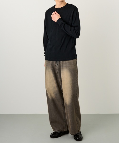 MILLER(ミラー)の「【Robert P. Miller】パネルリブ ヘンリーネックT CASUAL FIT 143C(Tシャツ/カットソー・メンズ・ブラック/ホワイト/ブラック系その他2/グレー・LL/M/L)」の13枚目の写真