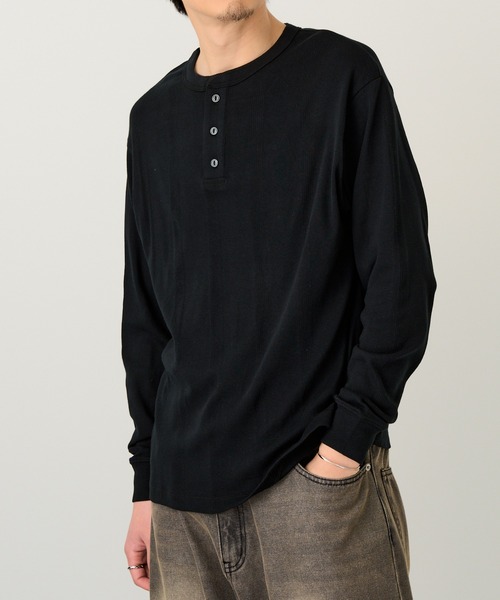 MILLER(ミラー)の「【Robert P. Miller】パネルリブ ヘンリーネックT CASUAL FIT 143C(Tシャツ/カットソー・メンズ・ブラック/ホワイト/ブラック系その他2/グレー・LL/M/L)」の11枚目の写真