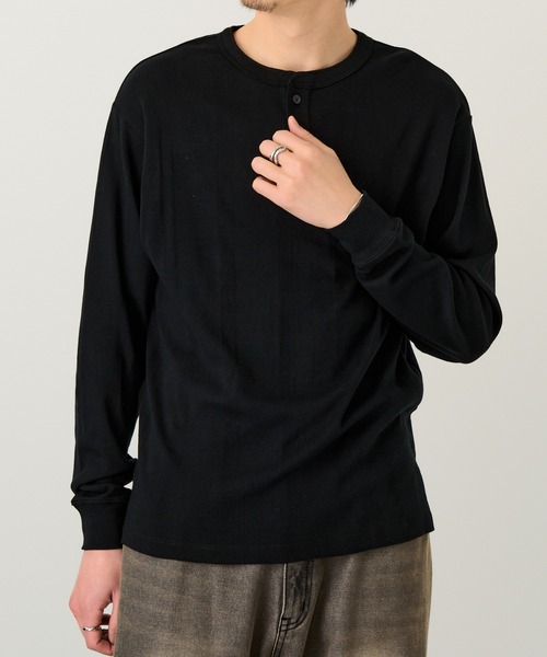 MILLER(ミラー)の「【Robert P. Miller】パネルリブ ヘンリーネックT CASUAL FIT 143C(Tシャツ/カットソー・メンズ・ブラック/ホワイト/ブラック系その他2/グレー・LL/M/L)」の12枚目の写真