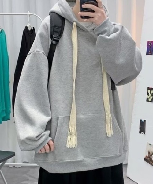 SHEPP（シープ）の「オーバーシルエット ビッグフーディ（パーカー・メンズ・グレー/アイボリー/ブラック/ホワイト・M/L）」の10枚目の写真