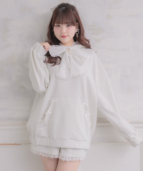 ROJITA（ロジータ）の「リボンデザインフーディーセットアップ（セットアップ・レディース・ブラック/グレー/ホワイト・FREE）」の2枚目の写真