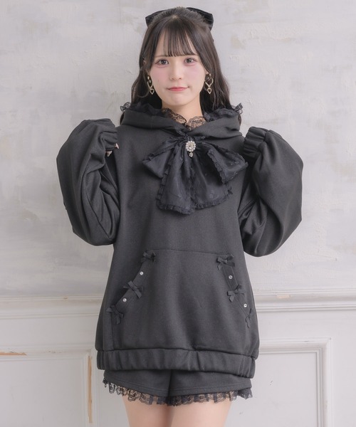 ROJITA（ロジータ）の「リボンデザインフーディーセットアップ（セットアップ・レディース・ブラック/グレー/ホワイト・FREE）」の3枚目の写真