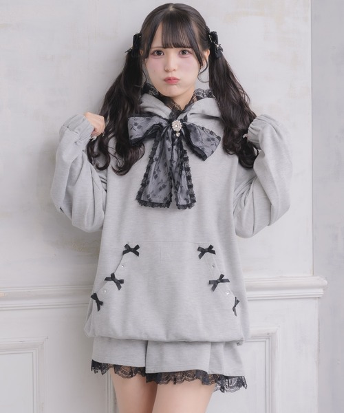 ROJITA（ロジータ）の「リボンデザインフーディーセットアップ（セットアップ・レディース・ブラック/グレー/ホワイト・FREE）」の8枚目の写真