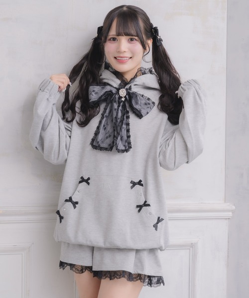 ROJITA（ロジータ）の「リボンデザインフーディーセットアップ（セットアップ・レディース・ブラック/グレー/ホワイト・FREE）」の9枚目の写真