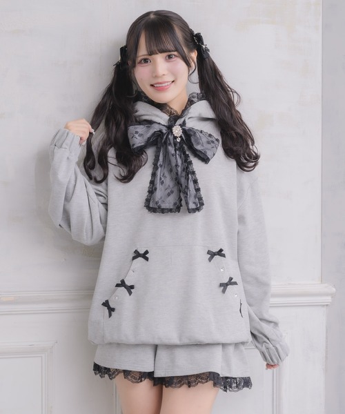 ROJITA（ロジータ）の「リボンデザインフーディーセットアップ（セットアップ・レディース・ブラック/グレー/ホワイト・FREE）」の10枚目の写真