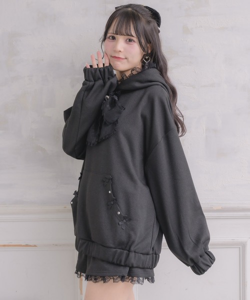 ROJITA（ロジータ）の「リボンデザインフーディーセットアップ（セットアップ・レディース・ブラック/グレー/ホワイト・FREE）」の16枚目の写真