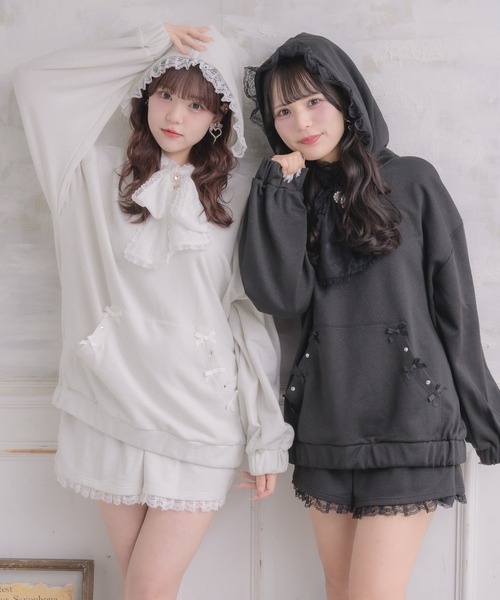 ROJITA（ロジータ）の「リボンデザインフーディーセットアップ（セットアップ・レディース・ブラック/グレー/ホワイト・FREE）」の5枚目の写真