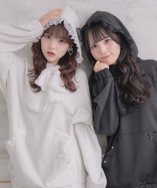 ROJITA（ロジータ）の「リボンデザインフーディーセットアップ（セットアップ・レディース・ブラック/グレー/ホワイト・FREE）」の4枚目の写真