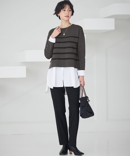 23区(ニジュウサンク)の「【洗える】フランネル2WAY テーパード パンツ(その他パンツ・レディース・ダークブラウン系3/ブラック系/ブラック系3・36/38/40)」の11枚目の写真