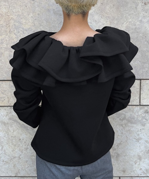 JENNE(ジェンヌ)の「日本製ギャザーフリルトレーナー(その他トップス・レディース・ブラック/ホワイト・LARGE/MEDIUM/SMALL)」の15枚目の写真