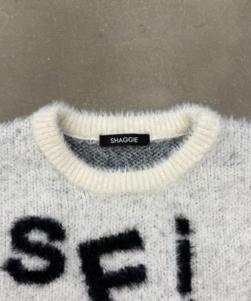 SHAGGIE（シャギー）の「ロゴ入りフェザーヤーンソフトタッチニット（ニット/セーター・レディース・ブラウン/ライトグレー/ホワイト・FREE）」の12枚目の写真