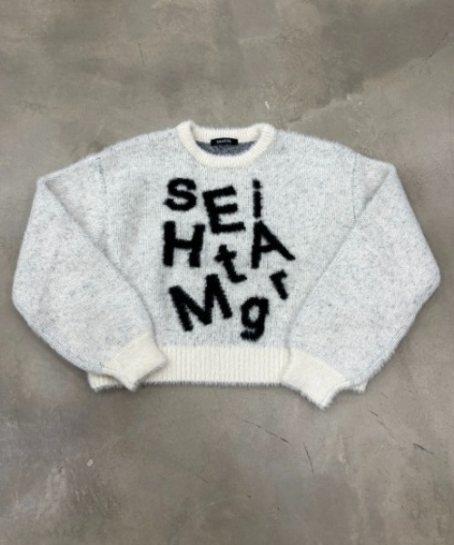 SHAGGIE（シャギー）の「ロゴ入りフェザーヤーンソフトタッチニット（ニット/セーター・レディース・ブラウン/ライトグレー/ホワイト・FREE）」の10枚目の写真