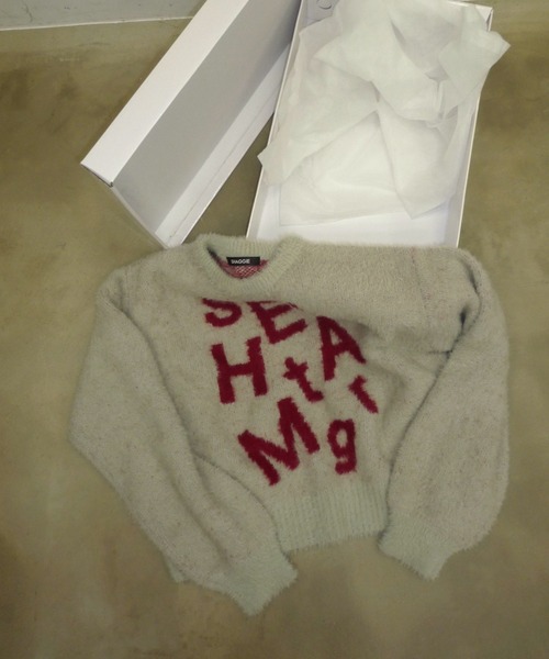 SHAGGIE（シャギー）の「ロゴ入りフェザーヤーンソフトタッチニット（ニット/セーター・レディース・ブラウン/ライトグレー/ホワイト・FREE）」の22枚目の写真