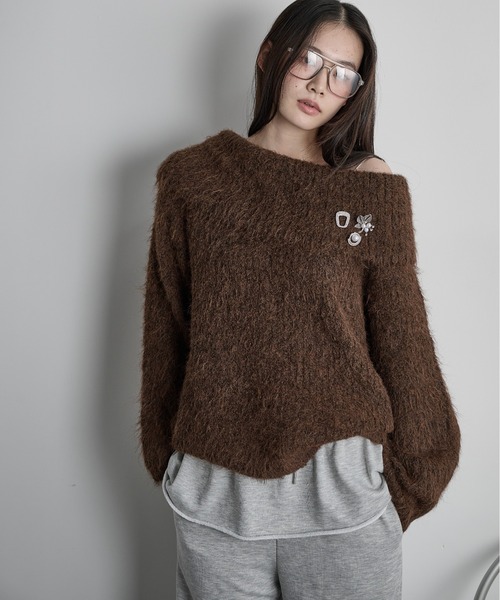 THE YOn(ザヨン)の「ウール混オフショルシャギーニット(ニット/セーター・レディース・イエロー/ブラウン/グレー/アイボリー・FREE)」の17枚目の写真