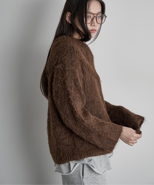 THE YOn(ザヨン)の「ウール混オフショルシャギーニット(ニット/セーター・レディース・イエロー/ブラウン/グレー/アイボリー・FREE)」の18枚目の写真
