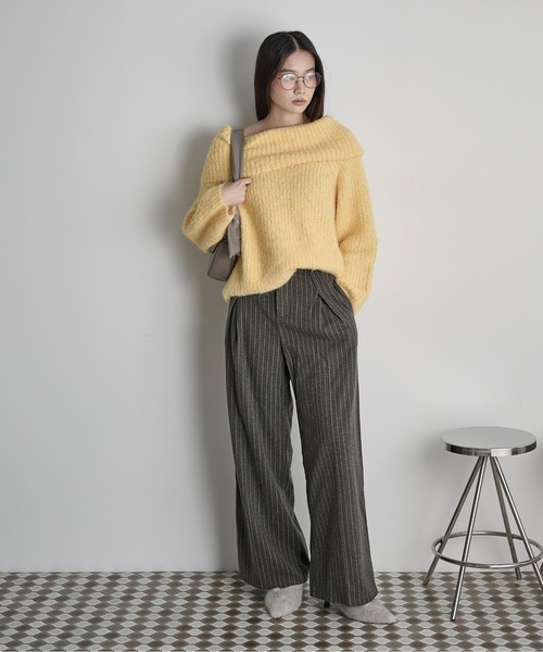THE YOn(ザヨン)の「ウール混オフショルシャギーニット(ニット/セーター・レディース・イエロー/ブラウン/グレー/アイボリー・FREE)」の10枚目の写真