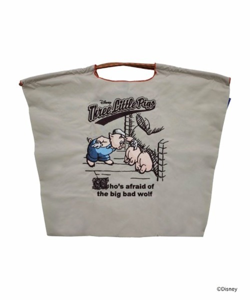 Ball&Chain（ボールアンドチェーン）の「[Ball&Chain]shopping bag-ThreeLittlePigs(L)（エコバッグ/サブバッグ・レディース・ライトグレー/イエロー・L）」の14枚目の写真
