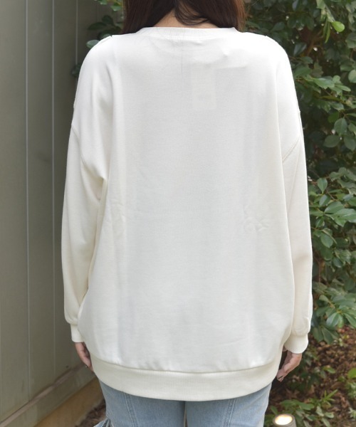 axes femme(アクシーズファム)の「編み上げアソート柄トレーナー(Tシャツ/カットソー・レディース・キナリ/ワイン/杢グレー・FREE)」の6枚目の写真