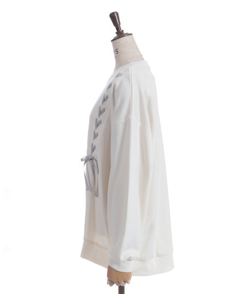 axes femme(アクシーズファム)の「編み上げアソート柄トレーナー(Tシャツ/カットソー・レディース・キナリ/ワイン/杢グレー・FREE)」の11枚目の写真