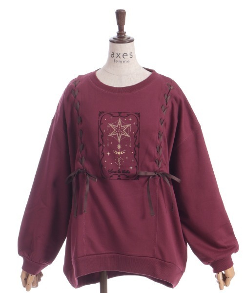 axes femme(アクシーズファム)の「編み上げアソート柄トレーナー(Tシャツ/カットソー・レディース・キナリ/ワイン/杢グレー・FREE)」の19枚目の写真
