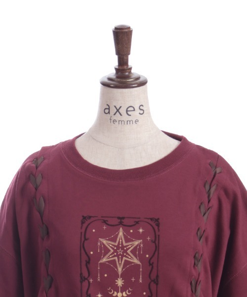 axes femme(アクシーズファム)の「編み上げアソート柄トレーナー(Tシャツ/カットソー・レディース・キナリ/ワイン/杢グレー・FREE)」の22枚目の写真