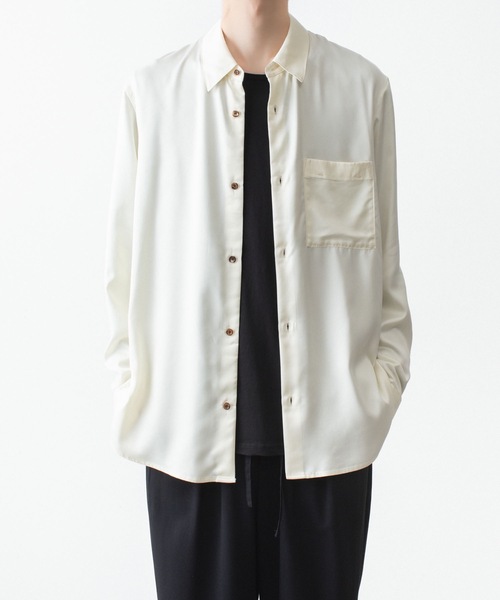 ATTACHMENT(アタッチメント)の「CU/PE フィブリルサテン L/S SHIRT / CU/PE FIBRIL SATIN L/S SHIRT(シャツ/ブラウス・メンズ・オフホワイト/ブラック/ライトブラウン・2/1/3/4)」の2枚目の写真
