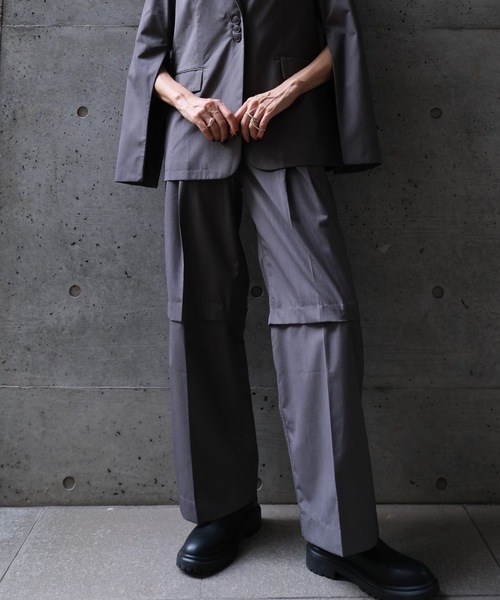 CIEL'AIR（シエルエアー）の「3WAY CUTOUT TROUSERS(ｽﾘｰｳｪｲｶｯﾄｱｳﾄﾄﾗｳｻﾞｰ)（その他パンツ・レディース・ブラウン/グレー・MEDIUM）」の12枚目の写真