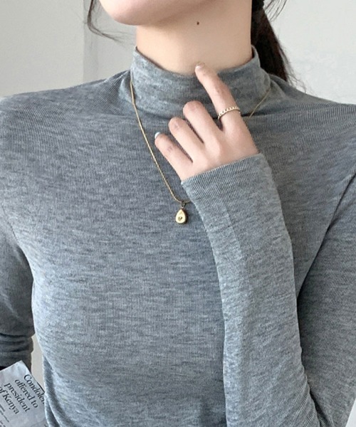 SallyLunn（サリーラン）の「ハイネックストレッチ長袖トップス（Tシャツ/カットソー・レディース・ホワイト/モカ/ダークグレー/ブラック/グレー・L/M）」の10枚目の写真